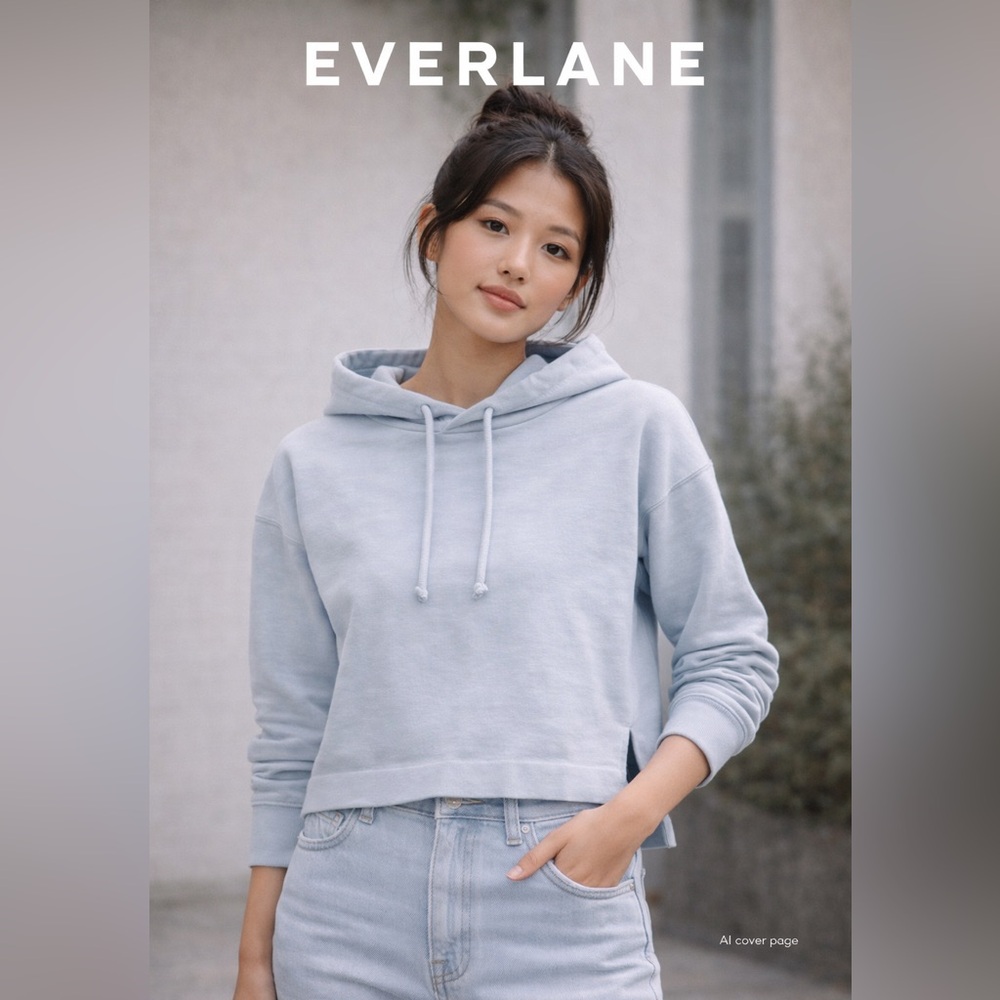 Everlane Lightweight Crop Hoodie XS | Organic Cotton Minimalist Sweatshirt